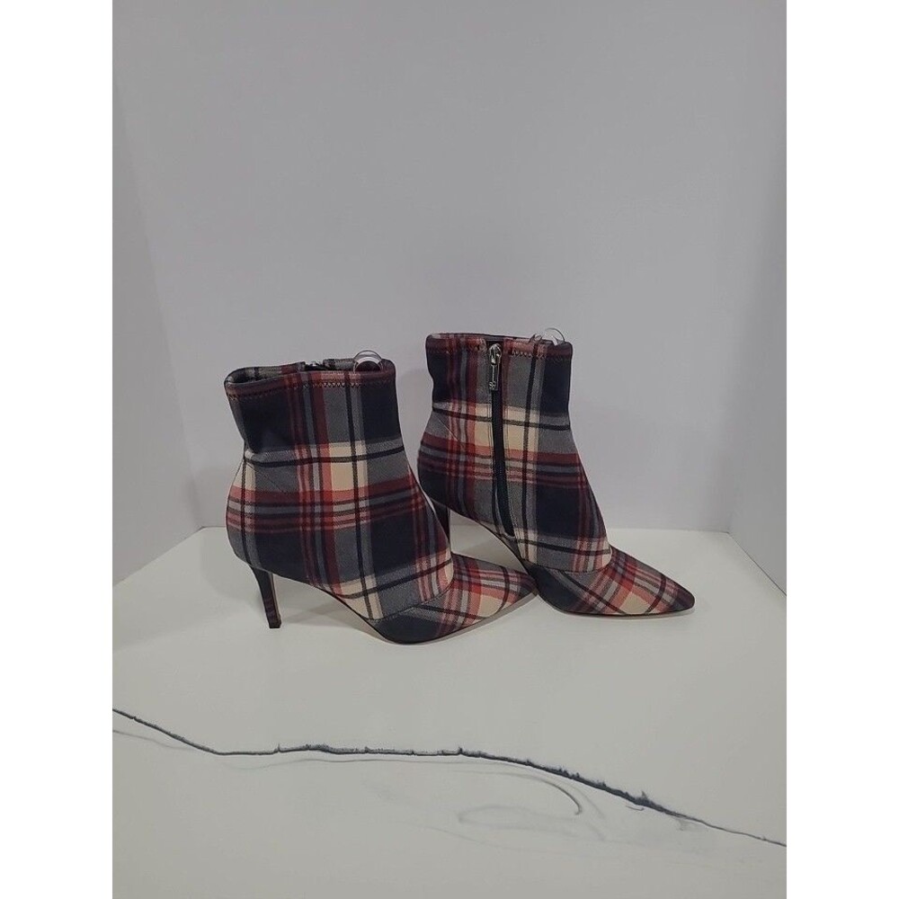 Jessica Simpson 6.5 Alliye Pointed Toe Stiletto Heel Ankle Bootie Tan Plaid SB6